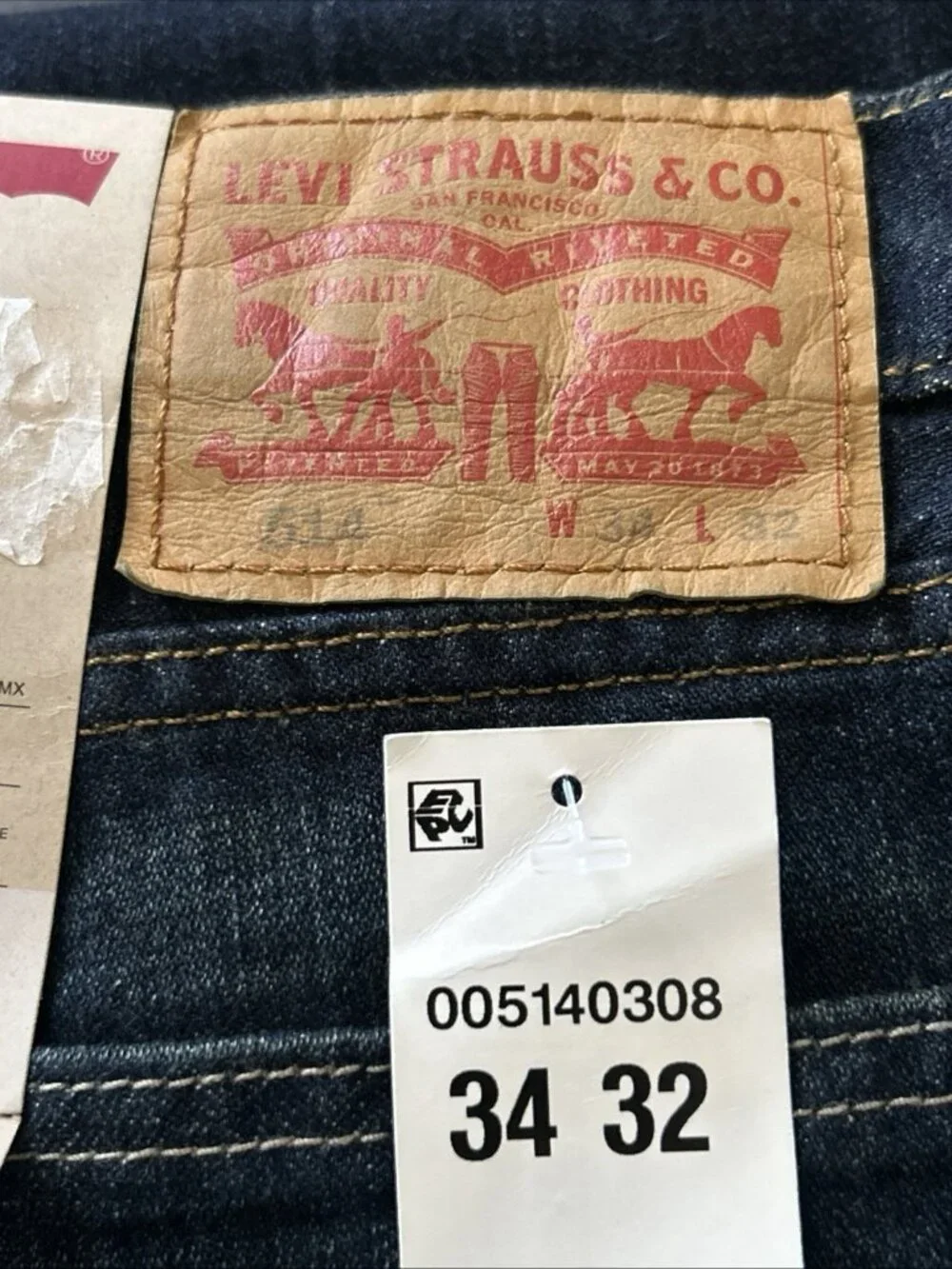 Levi's 514 Straight Leg Jeans Men’s 34x32 Slim Fit Blue Dark Wash Cotton Denim